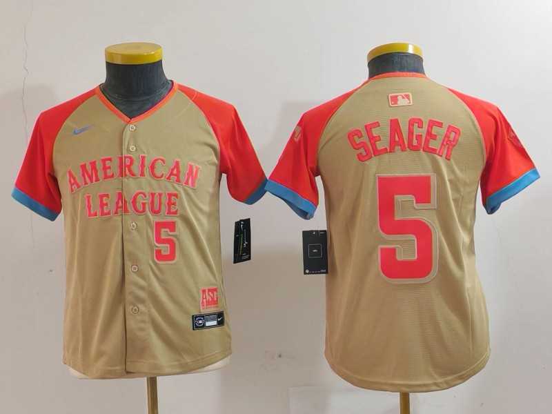 Youth Texas Rangers #5 Corey Seager Number Cream 2024 All Star Limited Stitched Jersey